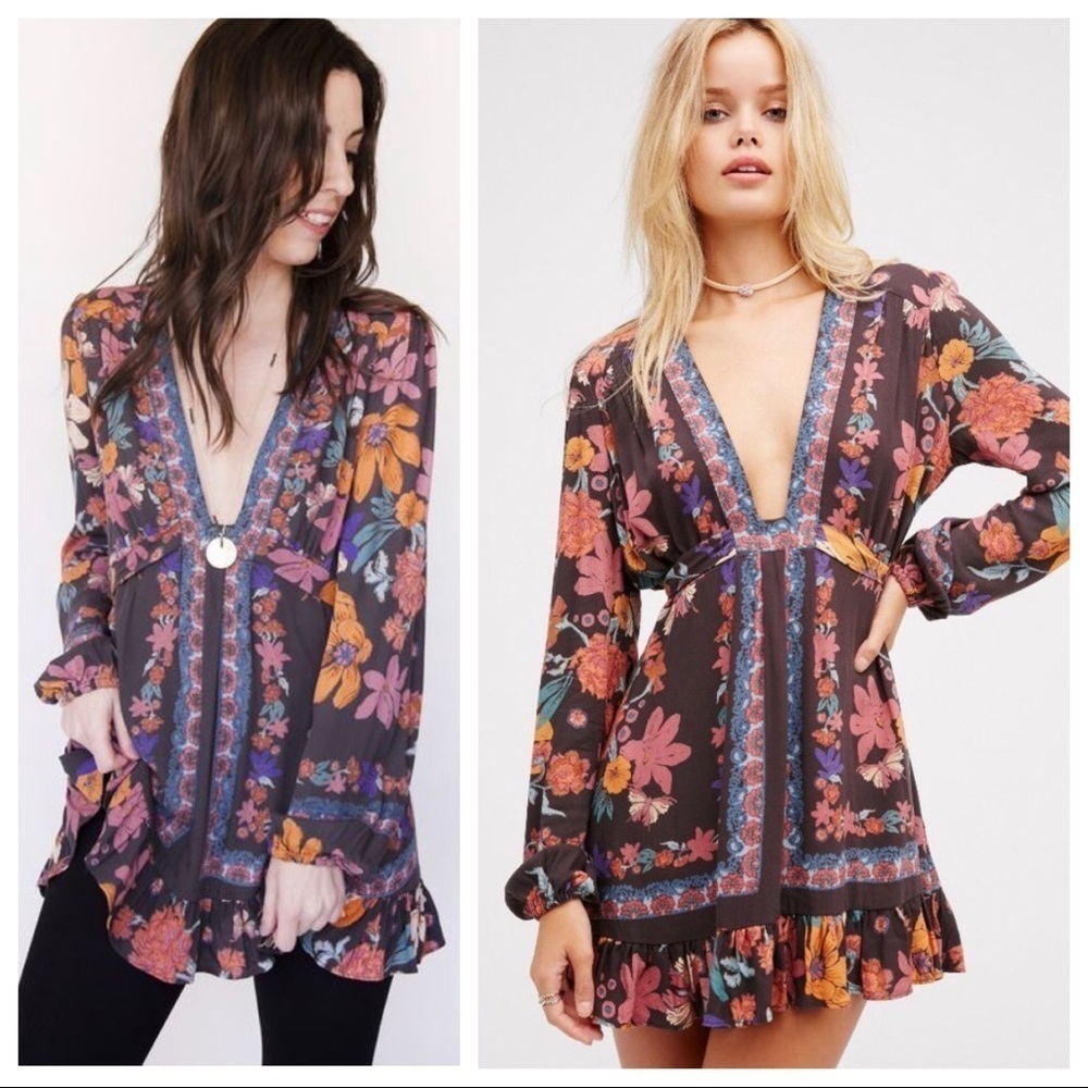Free People Violet Hill Printed Tunic Dress Size 2